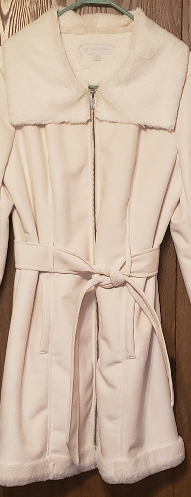 Winter white faux fur coat